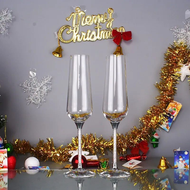 

Oh Trend Christmas Table Goblet Champagne Wedding Wine Glasses Champagne Flute Glasses Crystal Holiday Party Drinking Glassware