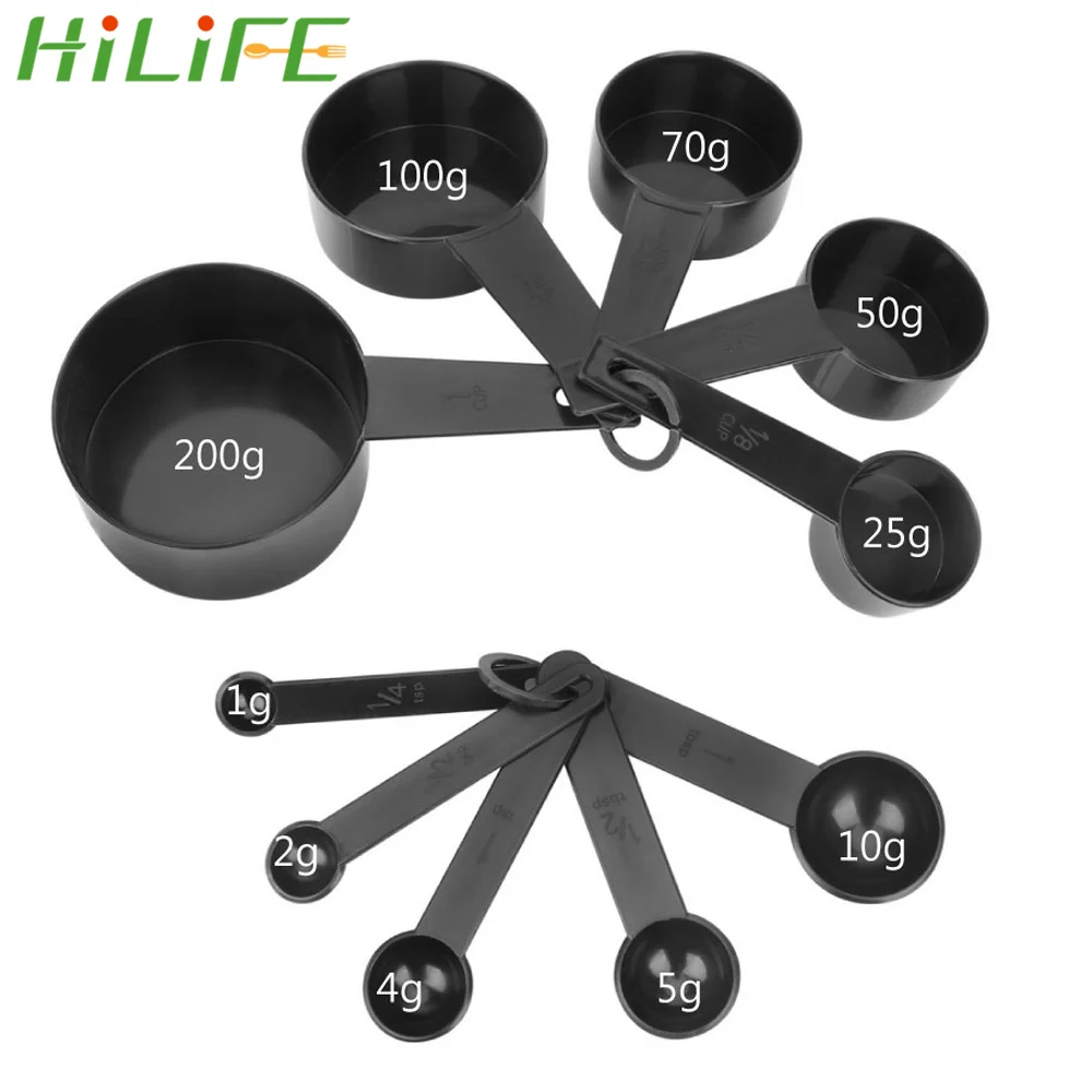 HILIFE, 10 шт. мерных стаканчиков и стандартных черных пластиковых ручек, кухонный измерительный инструмент
HILIFE, 10 шт. мерных стаканчиков и стандартных черных пластиковых ручек, кухонный измерительный инструмент