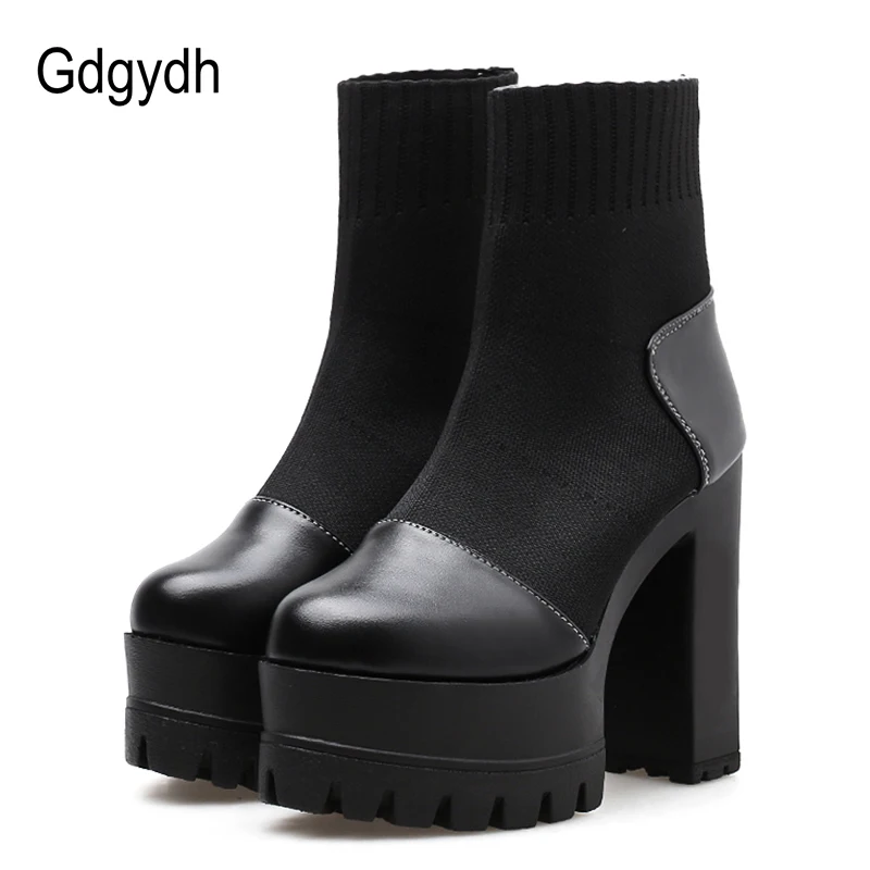 Gdgydh High Heel Ankle Boots Women Slip On Round Toe Rubber Sole Autumn Platform Heels Booties Sock Boots Stretch Fabric Shoes
Gdgydh High Heel Ankle Boots Women Slip On Round Toe Rubber Sole Autumn Platform Heels Booties Sock Boots Stretch Fabric Shoes