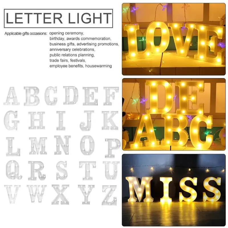 3D Luminous Letters Night LED Light Creative Alphabet Marquee Sign Light Indoor Wall Hanging Night Lamp Wedding Party Decoration
3D Luminous Letters Night LED Light Creative Alphabet Marquee Sign Light Indoor Wall Hanging Night Lamp Wedding Party Decoration
