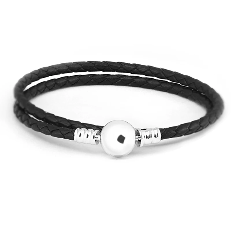 Genuine Single Double Black Braided Leather Bracelets with 925 Sterling Silver Round Clasp Charm Bracelet for Women Fine Jewelry
Genuine Single Double Black Braided Leather Bracelets with 925 Sterling Silver Round Clasp Charm Bracelet for Women Fine Jewelry