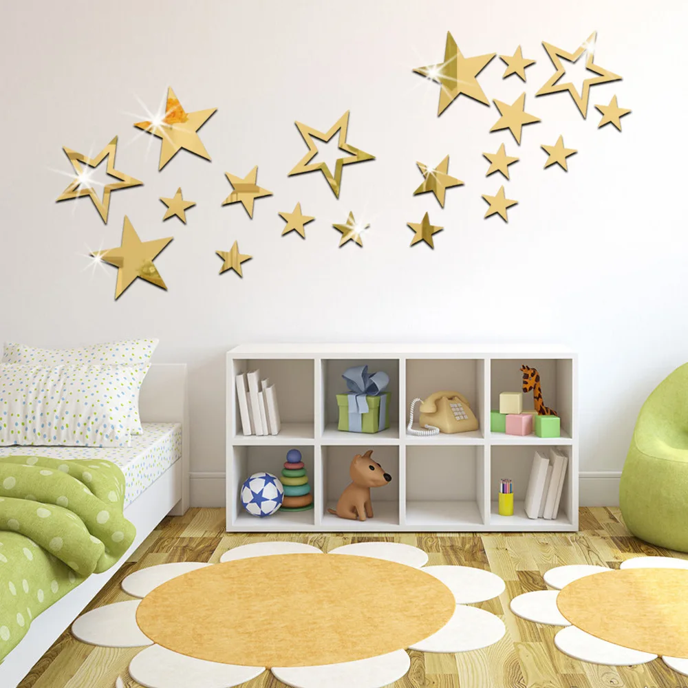 19 Pcs/Set 3D Fashion Acrylic Mirror Surface Wall Sticker Stars Mirror Design Removable Wall Art Decoration Golden Silver Color
19 Pcs/Set 3D Fashion Acrylic Mirror Surface Wall Sticker Stars Mirror Design Removable Wall Art Decoration Golden Silver Color