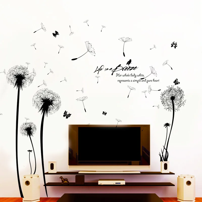 Black Romantic Dandelion PVC Wall Sticker Flower DIY Art Wall Stickers Home Decor Living Room TV Background Sticker Mural
Black Romantic Dandelion PVC Wall Sticker Flower DIY Art Wall Stickers Home Decor Living Room TV Background Sticker Mural