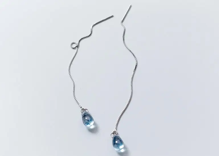 Authentic1 00% 925 Sterling Silver fine Jewelry Sea Blue Crystal waterdrop Tears oval Threader dangle Earrings gtle2316
Authentic1 00% 925 Sterling Silver fine Jewelry Sea Blue Crystal waterdrop Tears oval Threader dangle Earrings gtle2316