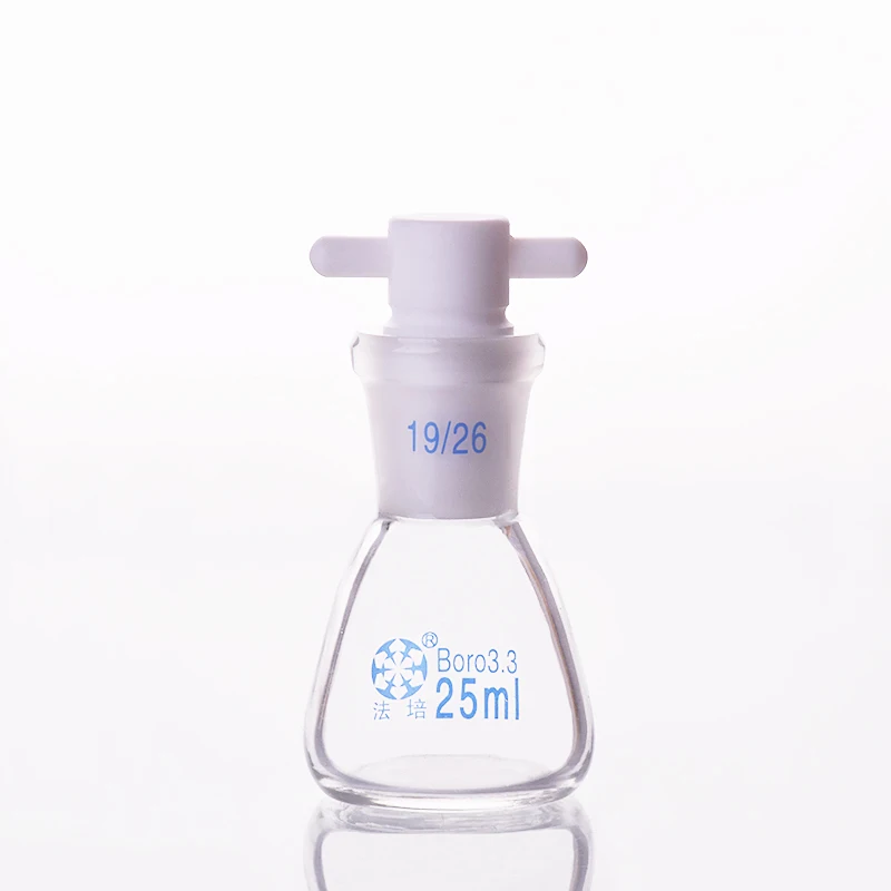 Коническая фляга со стандартным заземлением PTFE пробка емкость 25 мл соединение