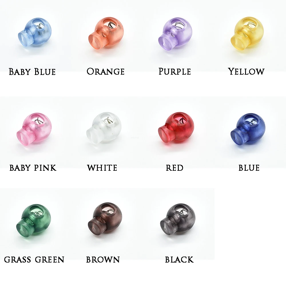 

110pcs/pack Colorful Transparent Clear Frost Plastic Cord Lock Toggle Stopper Widely Used For Clothing/Paracord/Backpack