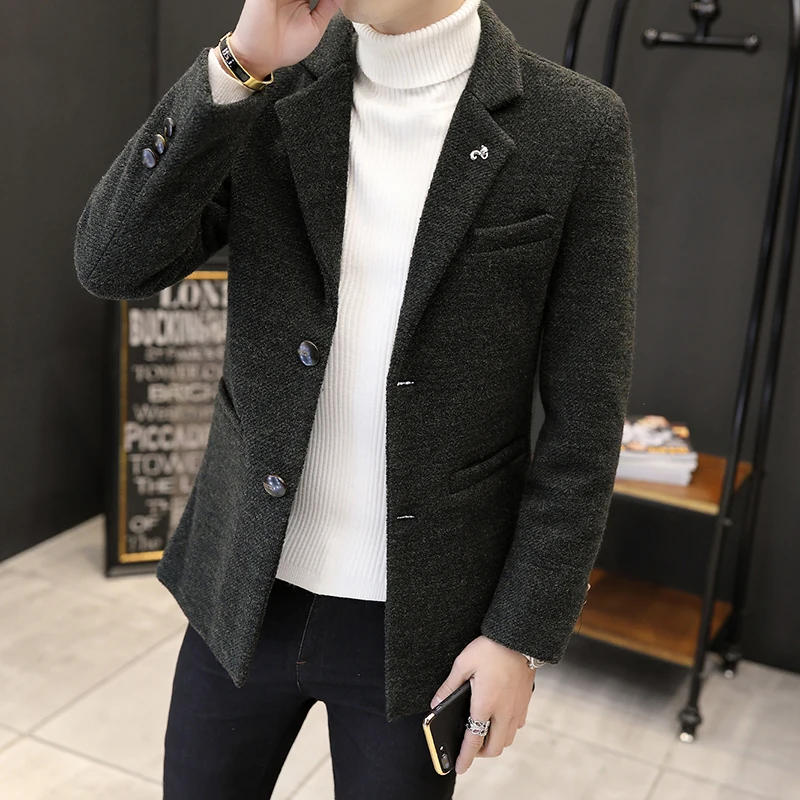 2019 New style men's wool coat man fashion notched collar single breasted woolen trench male slim outerwear
2019 New style men's wool coat man fashion notched collar single breasted woolen trench male slim outerwear