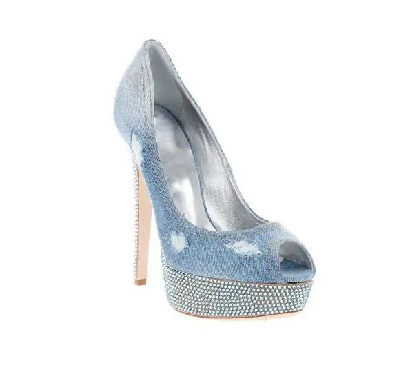 Blue Denim Crystal Heels Pumps Women Shoes Peep Toe High Platform Lace Jeans Elegant Party Dress Shoes Ladies Slip-on
Blue Denim Crystal Heels Pumps Women Shoes Peep Toe High Platform Lace Jeans Elegant Party Dress Shoes Ladies Slip-on
