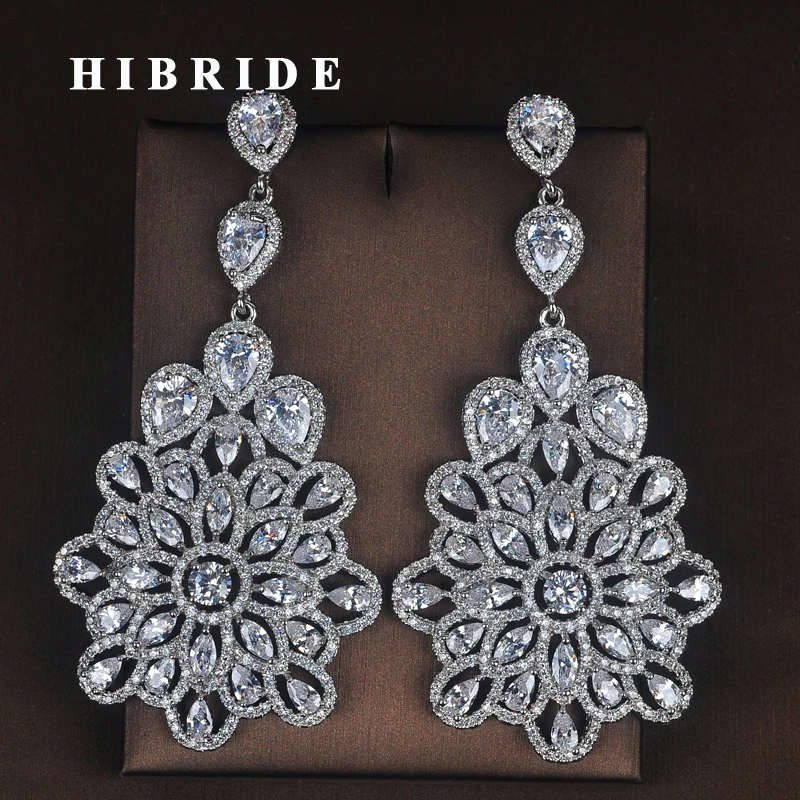 HIBRIDE Luxury Big Flower Design Women Bride Long Drop Earrings Fashion Jewelry Pendientes mujer moda Brinco Party Gifts E-722
HIBRIDE Luxury Big Flower Design Women Bride Long Drop Earrings Fashion Jewelry Pendientes mujer moda Brinco Party Gifts E-722