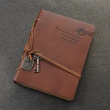 Diary String Key Retro Vintage Classic Leather Bound Notebook Dark Coffee