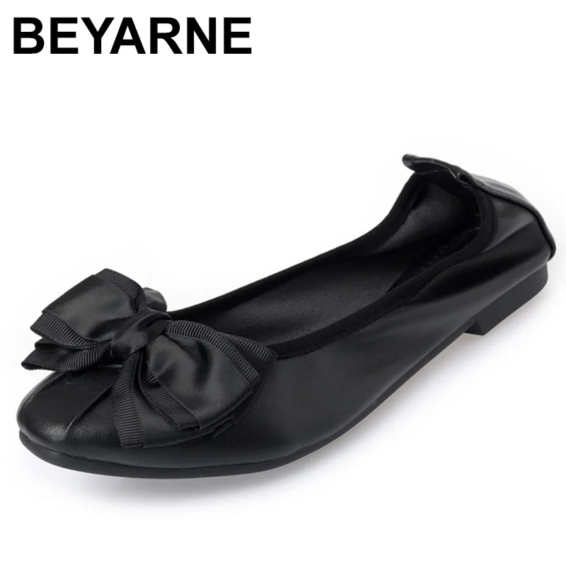 BEYARNELady soft sole Flats casual Shoes for drive pregnant woman boat shoes Women Spring summer Shoes35-41square toe bowtieE483 | Обувь