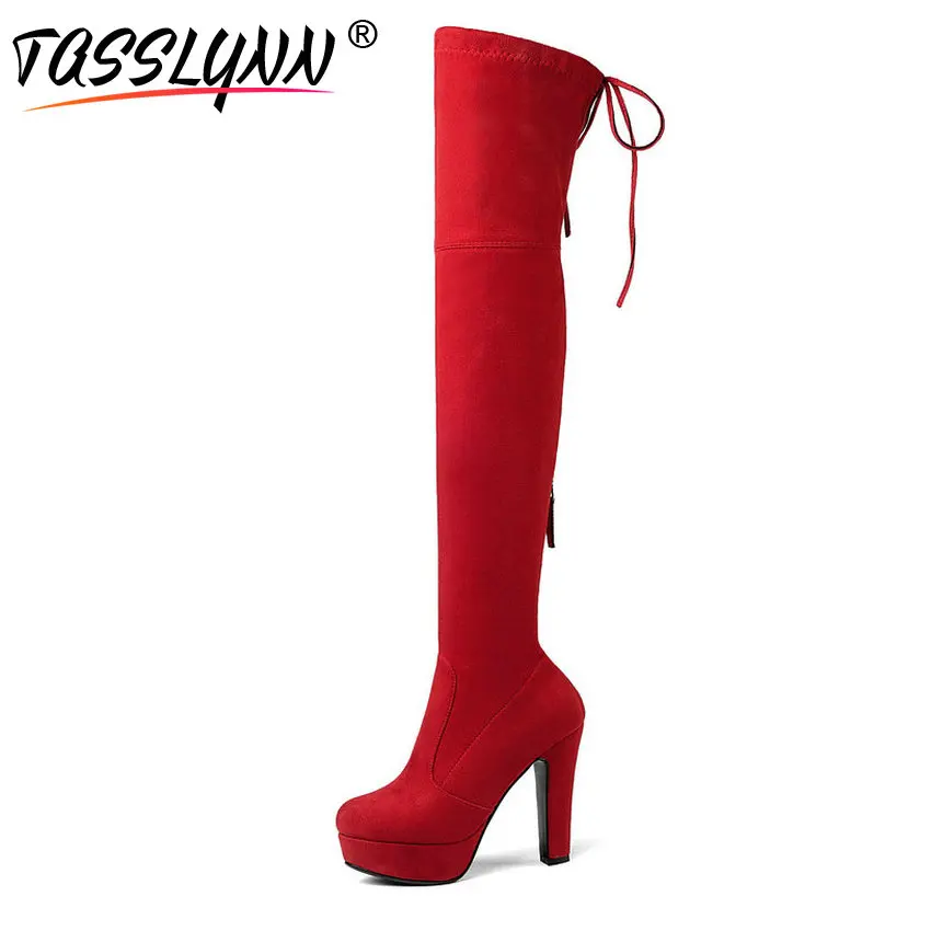TASSLYNN 2018 Women Boots Zipper Stretch Fabric Boots Winter Shoes Women Over The Knee Boots Thick Heel Platform Women Shoes
TASSLYNN 2018 Women Boots Zipper Stretch Fabric Boots Winter Shoes Women Over The Knee Boots Thick Heel Platform Women Shoes