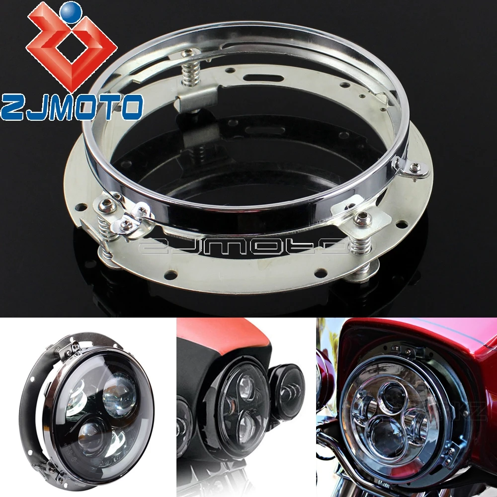 Chrome Motorcycle 7" Round Headlamp Mount Ring LED Headlight Holder Bracket For Harley Softail Dyna FLD Touring
Chrome Motorcycle 7" Round Headlamp Mount Ring LED Headlight Holder Bracket For Harley Softail Dyna FLD Touring