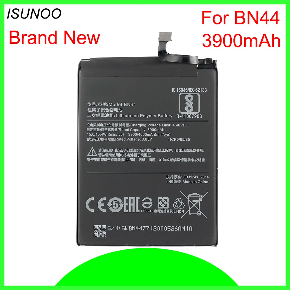 ISUNOO 10pcs/lot BN44 3900mAh Battery for Xiaomi Redmi Redrice Red Rice 5 Plus Batterie Bateria Accumulator Smart Phone
ISUNOO 10pcs/lot BN44 3900mAh Battery for Xiaomi Redmi Redrice Red Rice 5 Plus Batterie Bateria Accumulator Smart Phone