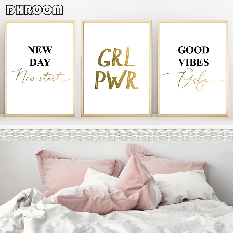 Black White Gold Posters and Prints Inspirational Words Wall Art GRL PWR Good Vibes Only Gift Canvas Picture Decorative Painting
Black White Gold Posters and Prints Inspirational Words Wall Art GRL PWR Good Vibes Only Gift Canvas Picture Decorative Painting