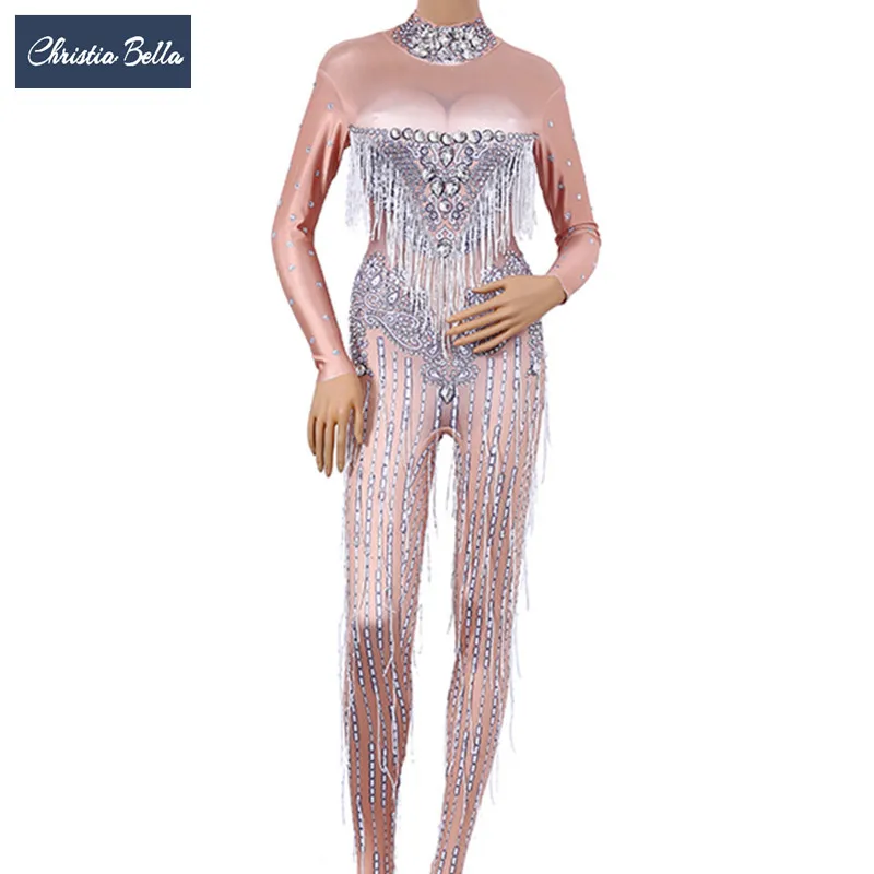 Christia Bella Sexy Rhinestones Jumpsuits Stage Performance Outfit Tassel Bodysuit Women Leotard Singer Pole Dance Costumes
Christia Bella Sexy Rhinestones Jumpsuits Stage Performance Outfit Tassel Bodysuit Women Leotard Singer Pole Dance Costumes