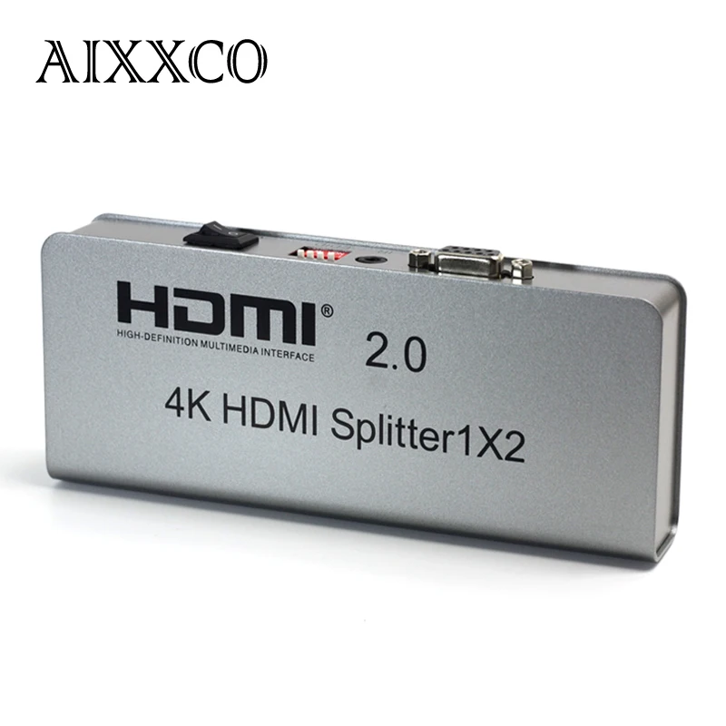 AIXXCO 4K 1X2 HDMI 2.0 Splitter 1080P 1 IN 2 Out HDMI Splitter Switcher With EDID RS232 Support IR Extender For HDTV
AIXXCO 4K 1X2 HDMI 2.0 Splitter 1080P 1 IN 2 Out HDMI Splitter Switcher With EDID RS232 Support IR Extender For HDTV