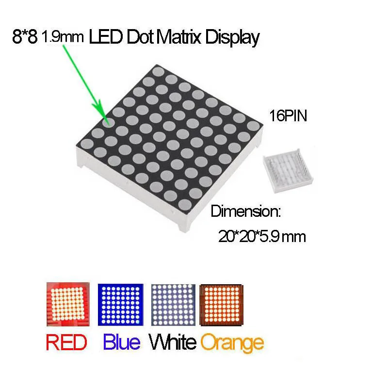 Мини-матричный светодиодный дисплей 8x8, 2 шт., общий анодный цифровой тюбик с 16 контактами 20 мм x 20 мм 1,9 мм, DIY Электронный комплект
Мини-матричный светодиодный дисплей 8x8, 2 шт., общий анодный цифровой тюбик с 16 контактами 20 мм x 20 мм 1,9 мм, DIY Электронный комплект