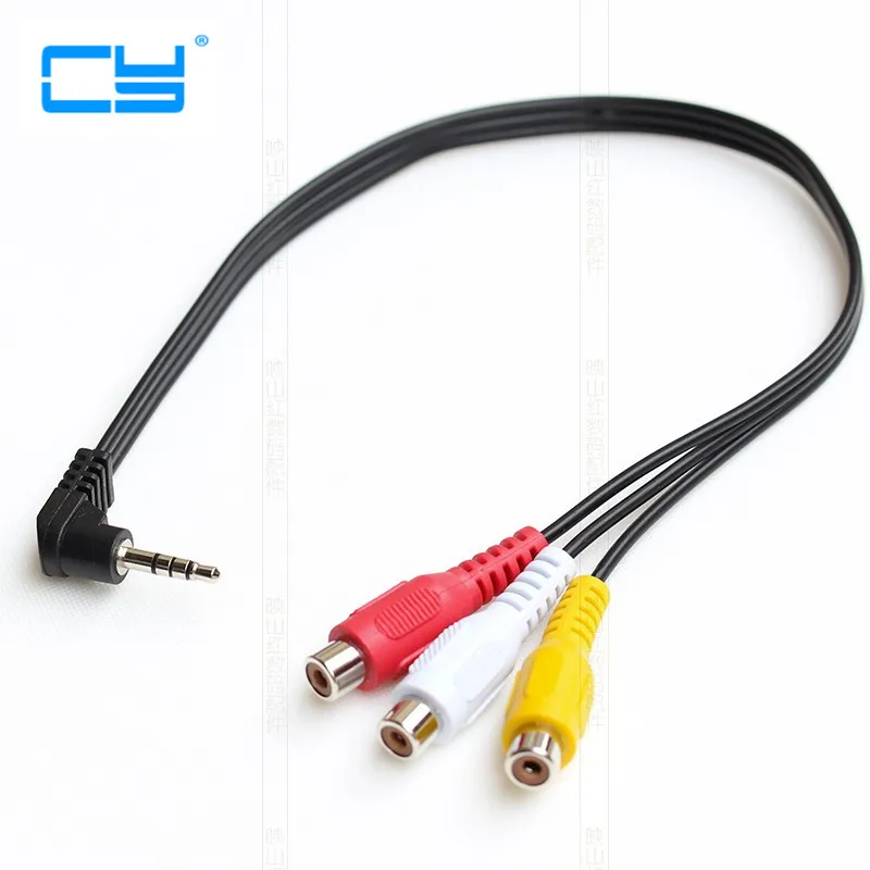 Качественный 1/4 "1/8 мм 4P mini AV TRRS угловой штекер к 3 RCA гнездовому разъему аудио