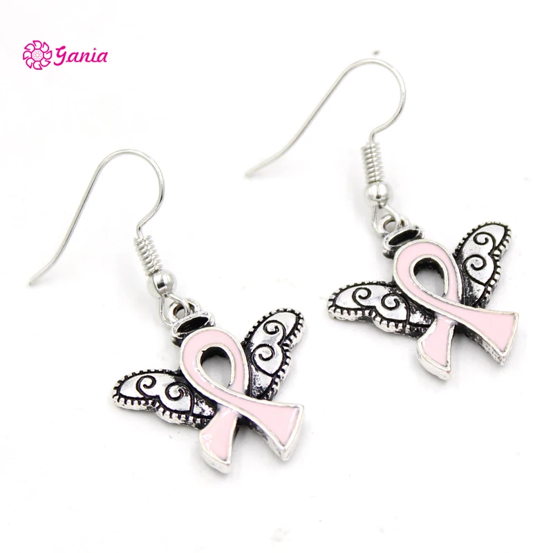 10PRS New Arrival Breast Cancer Awareness Jewelry Breast Cancer Pink Ribbon Angel Wings Earrings Bijoux Brinco boucles d'oreille
10PRS New Arrival Breast Cancer Awareness Jewelry Breast Cancer Pink Ribbon Angel Wings Earrings Bijoux Brinco boucles d'oreille