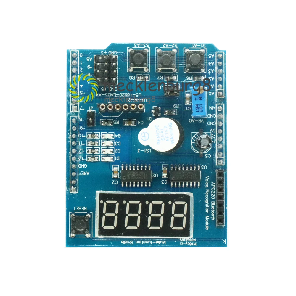 Многофункциональный щит с зуммером LM35, 4-значный цифровой светодиодный модуль расширения платы для Arduino UNO R3 Lenardo Mega2560, комплект «сделай сам»
Многофункциональный щит с зуммером LM35, 4-значный цифровой светодиодный модуль расширения платы для Arduino UNO R3 Lenardo Mega2560, комплект «сделай сам»