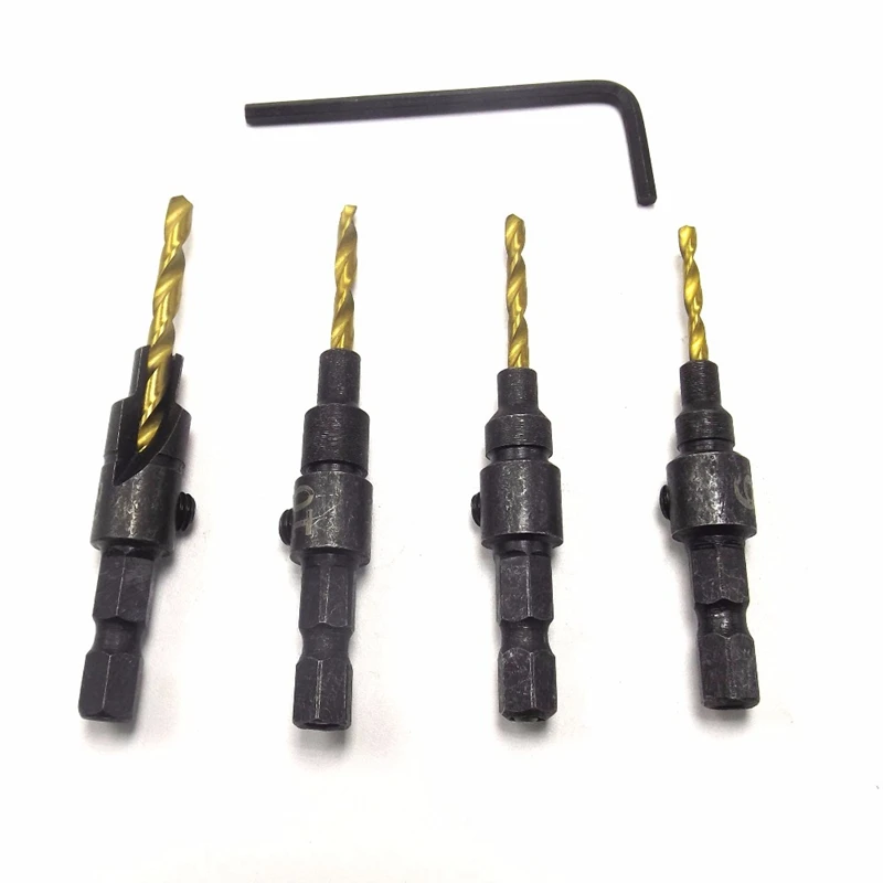 4pcs /set Hex Shank Countersink Drill Bit Woodworking HSS Drill Bit Set #6/#8/#10/#12 Hole Saw Woodworking Tools
4pcs /set Hex Shank Countersink Drill Bit Woodworking HSS Drill Bit Set #6/#8/#10/#12 Hole Saw Woodworking Tools