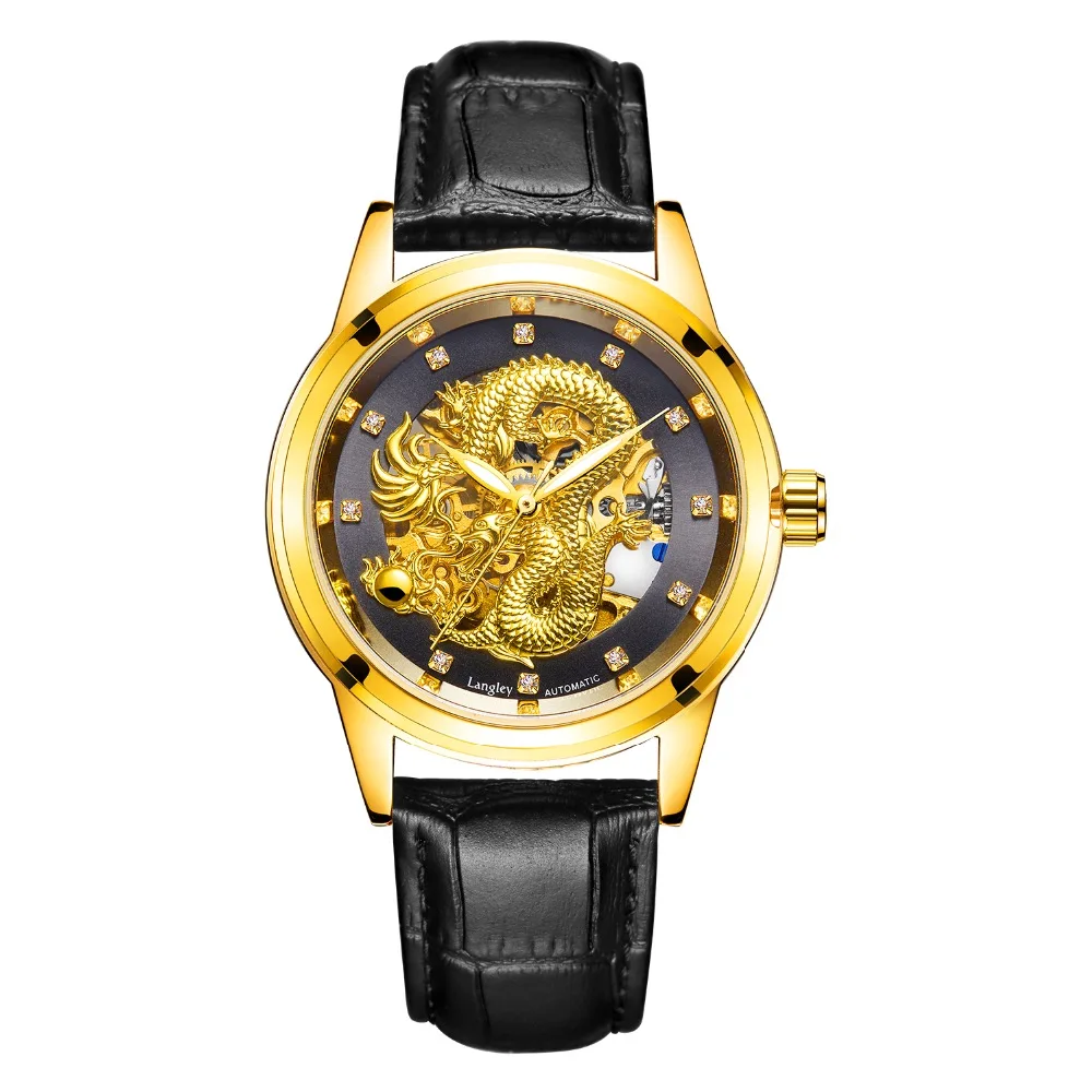 LANGLEY 3D Dragon Watches Men Automatic Mechanical Stainless Steel Wristwatch High Quality Male Skeleton Gold Relogio Masculino
LANGLEY 3D Dragon Watches Men Automatic Mechanical Stainless Steel Wristwatch High Quality Male Skeleton Gold Relogio Masculino