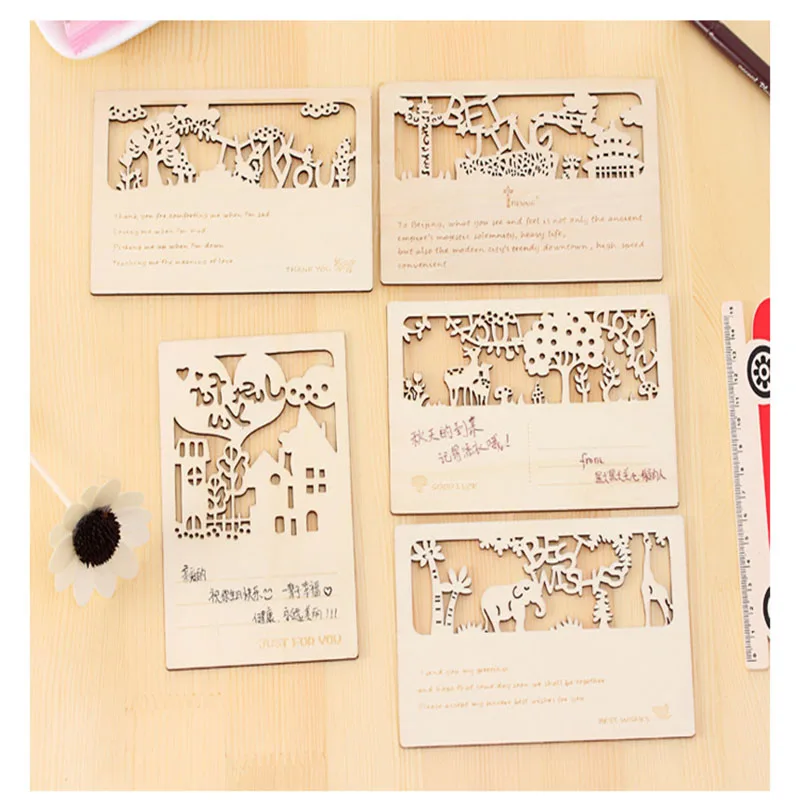 4pc Creative Hollowed Wooden Greeting Cards City Animal Blessing Cards Festival Birthday Gifts Cards Kawaii Post Card Book Mark
4pc Creative Hollowed Wooden Greeting Cards City Animal Blessing Cards Festival Birthday Gifts Cards Kawaii Post Card Book Mark