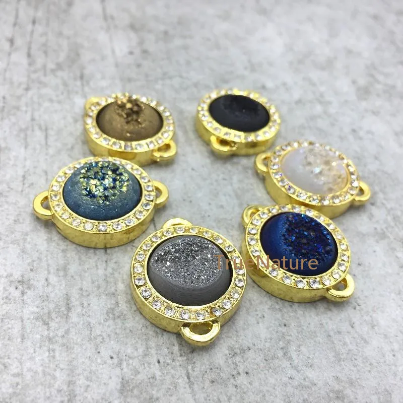 6 Colors Wholesale Druzy Shimmer Round Pendants Hollow Titanium Electroplated Mystic Druzy Connector In 27*21mm PC4813
6 Colors Wholesale Druzy Shimmer Round Pendants Hollow Titanium Electroplated Mystic Druzy Connector In 27*21mm PC4813
