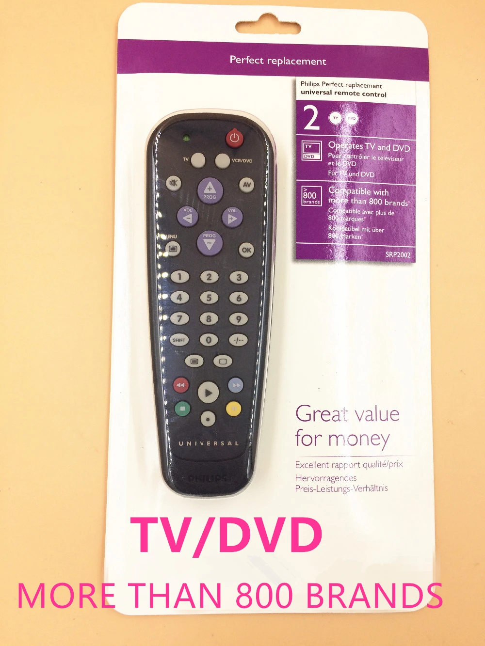 Perfect Replacement Universal TV DVD remote control For Philips SRP2002 compatible with more than 800 brands
Perfect Replacement Universal TV DVD remote control For Philips SRP2002 compatible with more than 800 brands
