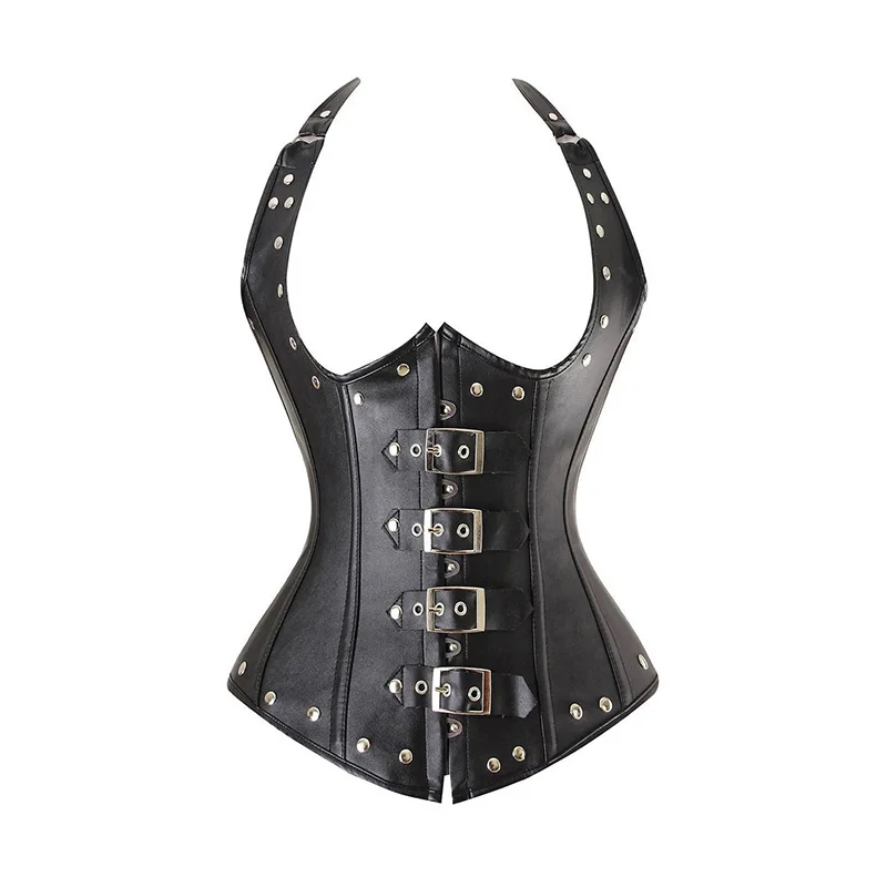 

Steampunk Steel Boned Lace Up Back Sexy Body Bustier Underbust Leather Corset Women Waist Cincher Corsets Black Plus Size S-5XL