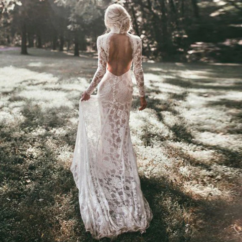 Robe De Mariage 2020 Long Sleeves Wedding Dresses Boho High Neck Exquisite Lace Backless Chic Wedding Dress Bridal Gowns
Robe De Mariage 2020 Long Sleeves Wedding Dresses Boho High Neck Exquisite Lace Backless Chic Wedding Dress Bridal Gowns