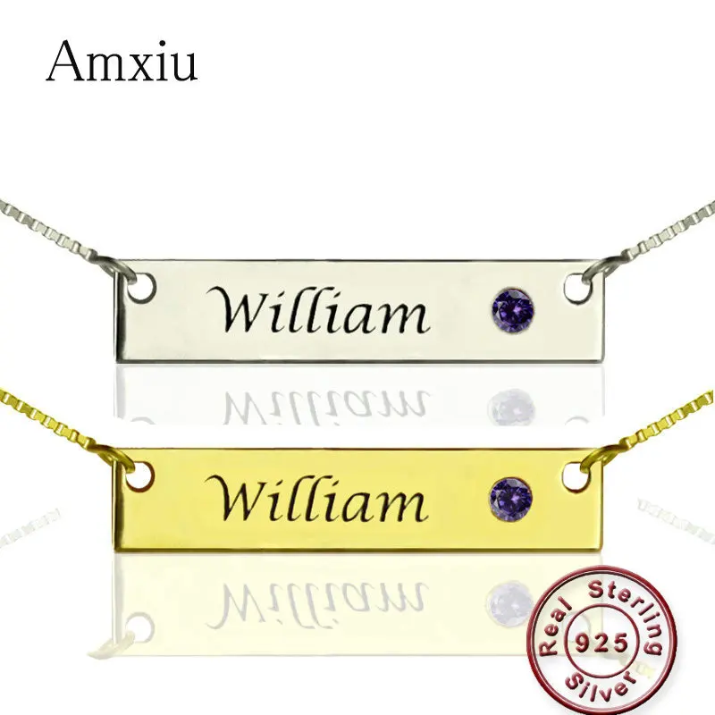 Amxiu Personalized Bar Nameplate Pendant Necklace Custom Name Necklace 925 Silver Jewelry for Women Men Gift Kids Dog ID Tags
Amxiu Personalized Bar Nameplate Pendant Necklace Custom Name Necklace 925 Silver Jewelry for Women Men Gift Kids Dog ID Tags