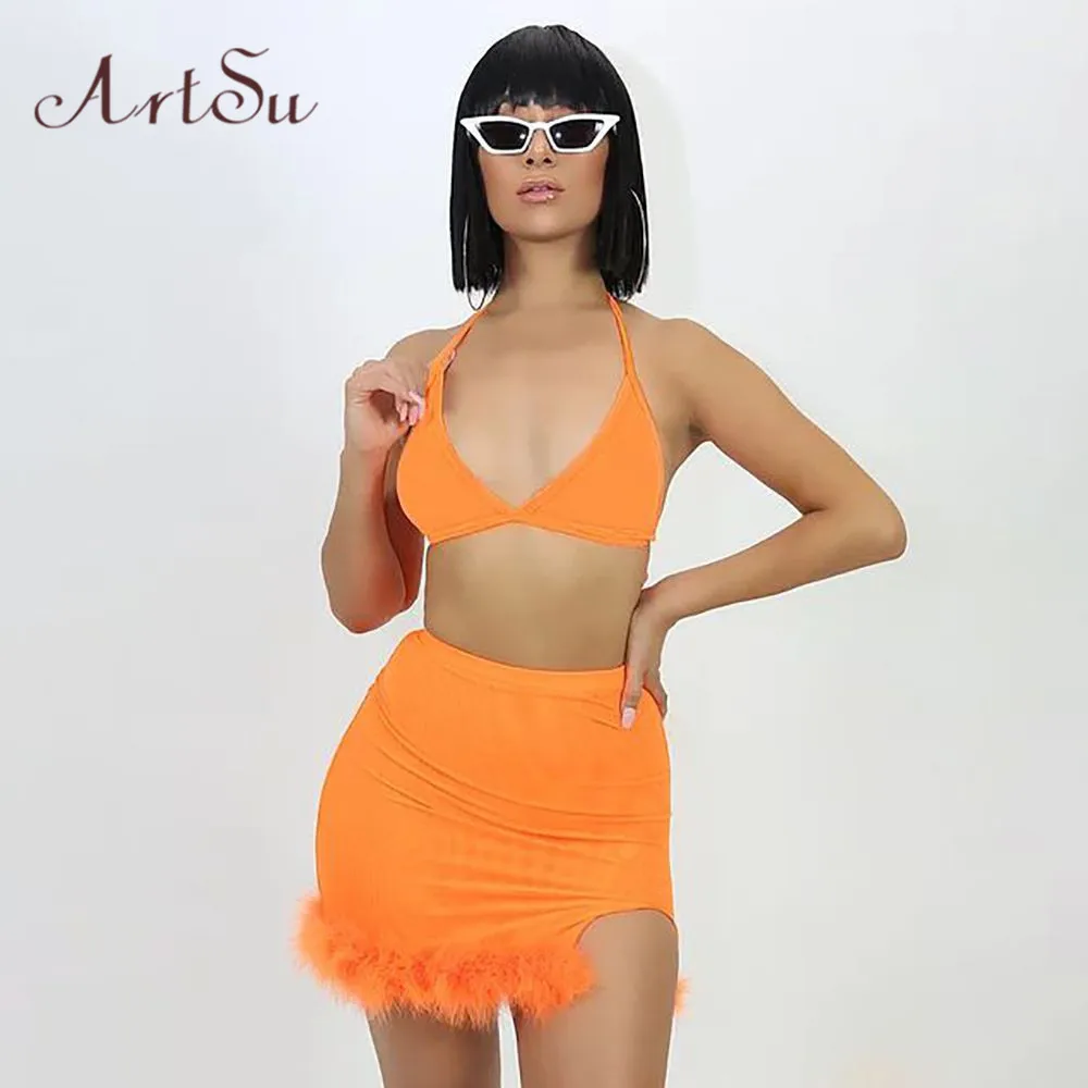 Artsu 2 Piece Skirt Set Women Sexy Two Pieces Dress Beach Summer Outfits Mujer Bra & Matching Sets ASSU60056 | Женская одежда