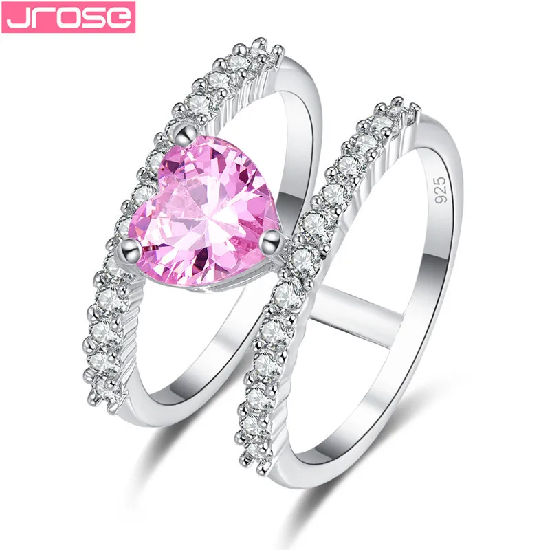 JROSE 2019 New Fashion Jewellery Pink & Red Cubic Zircon Silver Double Rings For Women Personality Charms Wedding Jewelry Gifts
JROSE 2019 New Fashion Jewellery Pink & Red Cubic Zircon Silver Double Rings For Women Personality Charms Wedding Jewelry Gifts