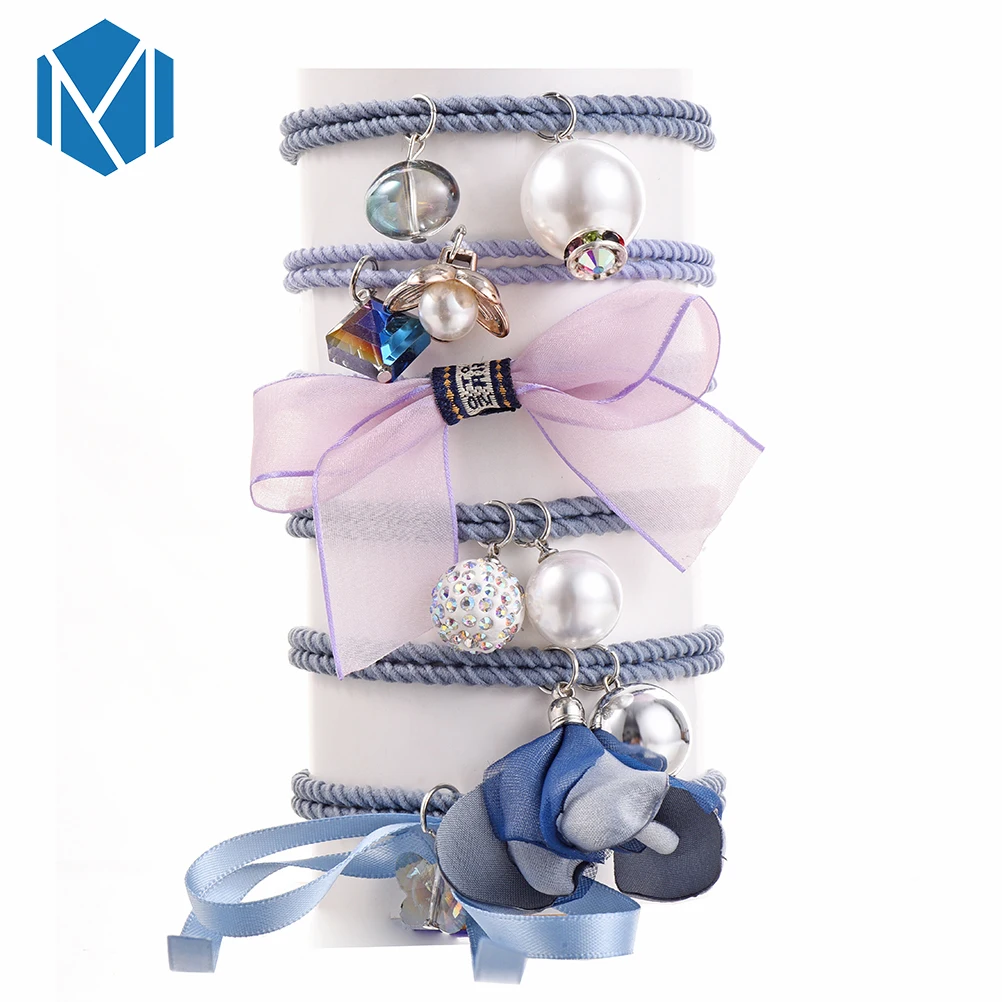 M MISM 1Set=6pcs New Ribbon Bow Flower Hairbands For Women Hair Accessories Barrettes Headwears Faux Pearl Scrunchy | Аксессуары для