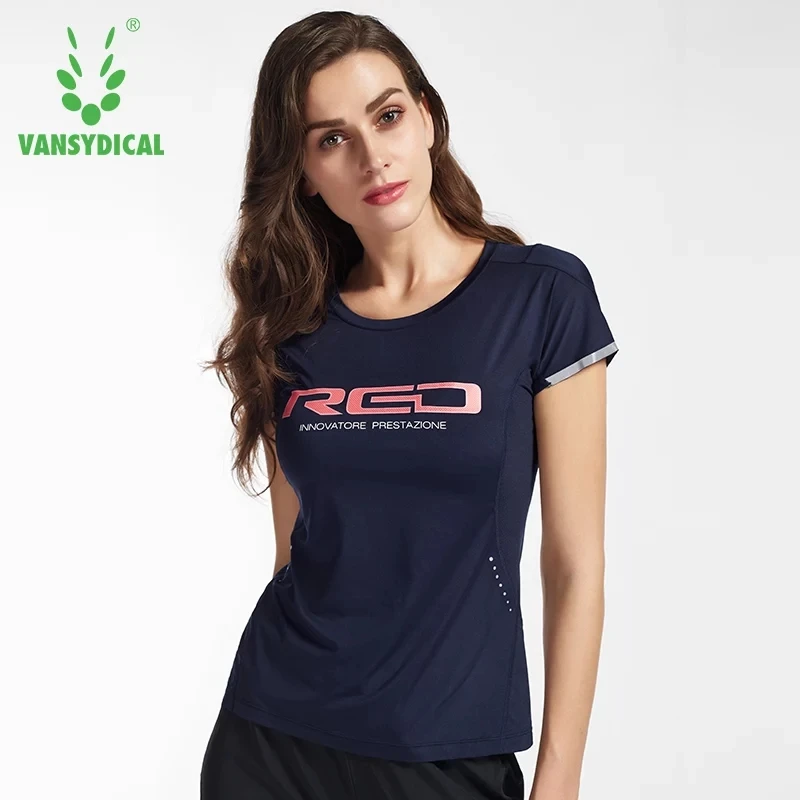 Vansydical спортивные футболки для йоги Женские топы дышащая футболка с коротким