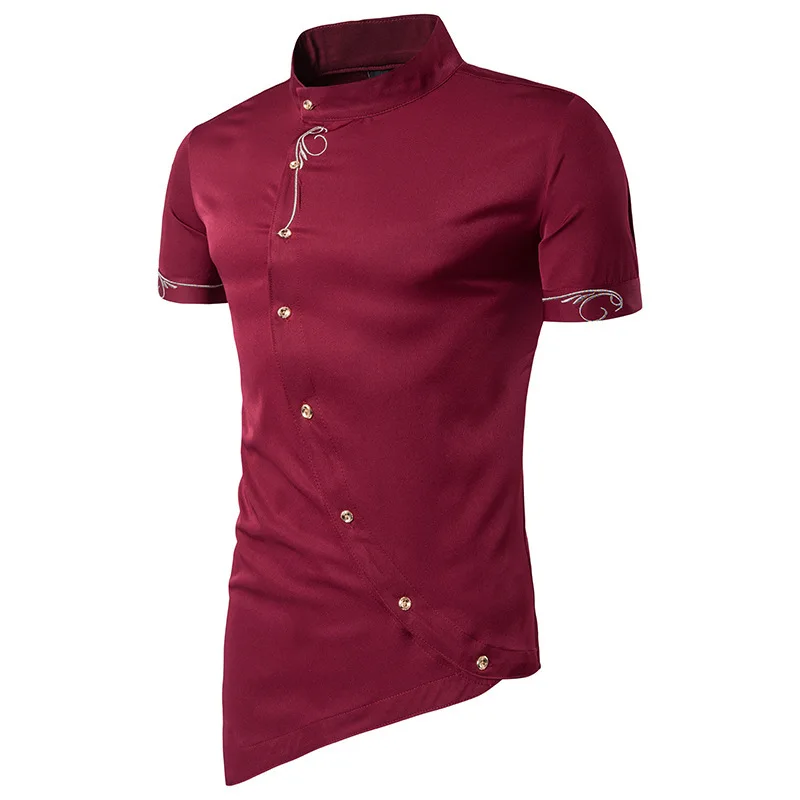 Men Shirt 2020 Summer Personality Oblique Button Irregular Shirt Men Hip Hop Casual Shirt New Short Sleeve Slim Fit Male Shirts
Men Shirt 2020 Summer Personality Oblique Button Irregular Shirt Men Hip Hop Casual Shirt New Short Sleeve Slim Fit Male Shirts