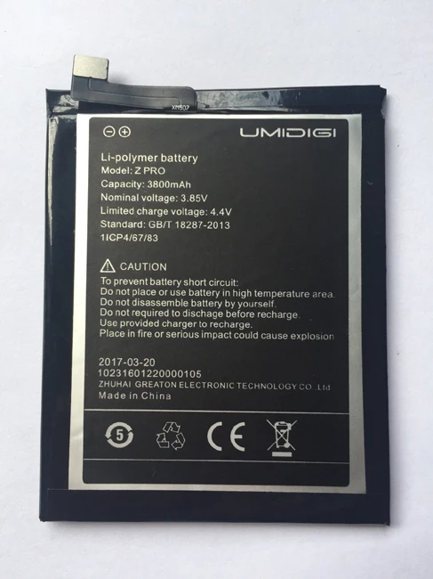 Оригинальный аккумулятор Umi Z pro 3780 мАч 3 8 в для UMIDIGI Pro Android 6 0 5 дюйма Helio X27 Deca Core