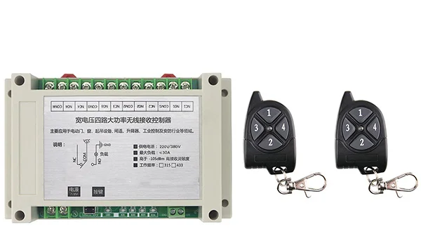 AC220V 250V 380V 30A 4CH RF Wireless Remote Control Relay Switch Security System Garage Doors Electric Doors
AC220V 250V 380V 30A 4CH RF Wireless Remote Control Relay Switch Security System Garage Doors Electric Doors