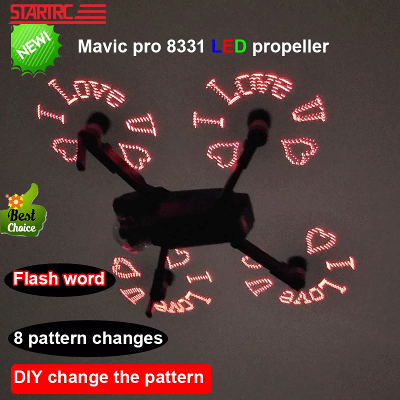 Startrc DJI Mavic pro 8331 LED Flash Word Propeller DIY programmable pattern paddle For DJI Mavic Drone Accessories
Startrc DJI Mavic pro 8331 LED Flash Word Propeller DIY programmable pattern paddle For DJI Mavic Drone Accessories