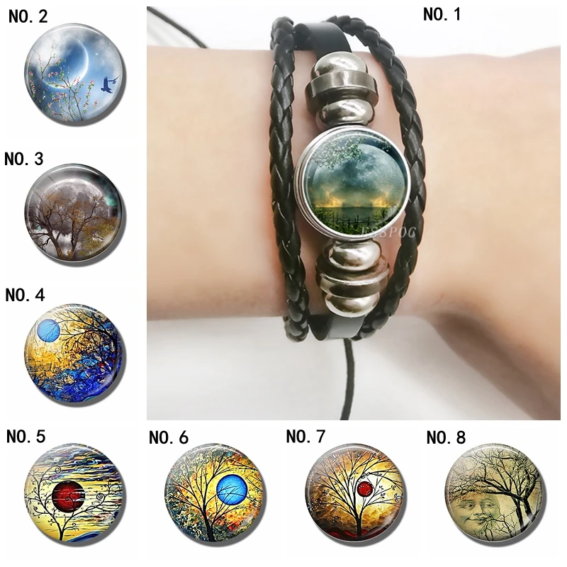 Full Moon and Tree Black Leather Bracelets , DIY Glass Cabochon Tree of Life Woven Bracelet , Fashion Jewelry Friends Gifts
Full Moon and Tree Black Leather Bracelets , DIY Glass Cabochon Tree of Life Woven Bracelet , Fashion Jewelry Friends Gifts