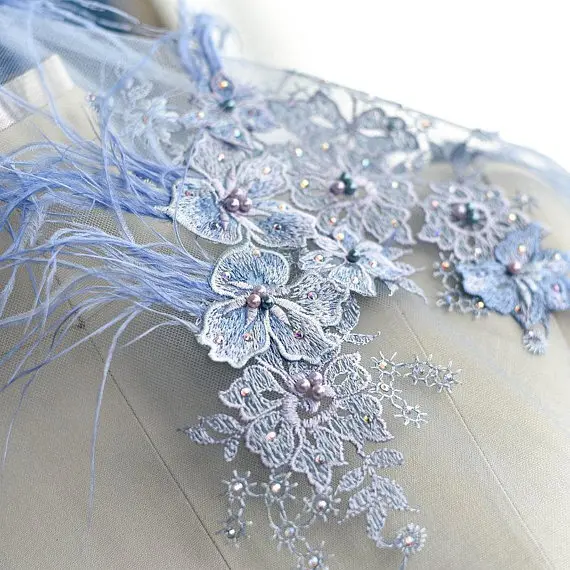 1 yard navy blue 3D lace fabric with Ostrich feather, nude heavy bead lace fabric for haute couture dress, hand beaded lace
1 yard navy blue 3D lace fabric with Ostrich feather, nude heavy bead lace fabric for haute couture dress, hand beaded lace