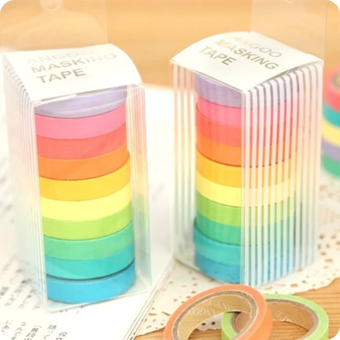 10Pcs/Lot Rainbow Roll DIY Washi Sticky Paper Tape Self Adhesive Scrapbooking Masking Colorful Scrapbook H0089
10Pcs/Lot Rainbow Roll DIY Washi Sticky Paper Tape Self Adhesive Scrapbooking Masking Colorful Scrapbook H0089