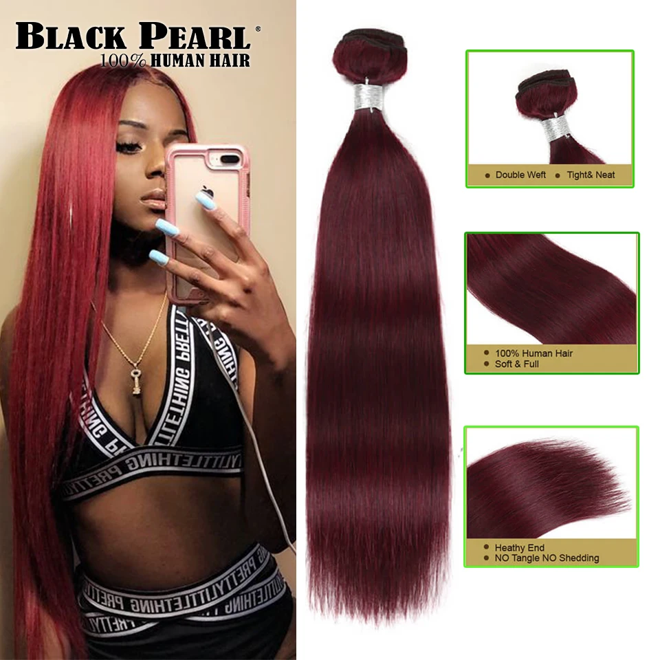 Black Pearl Pre-Colored Remy Straight Human Hair Bundles Wine Red Brazilian Hair Weave Bundles Human Hair Extensions 100g 99J
Black Pearl Pre-Colored Remy Straight Human Hair Bundles Wine Red Brazilian Hair Weave Bundles Human Hair Extensions 100g 99J
