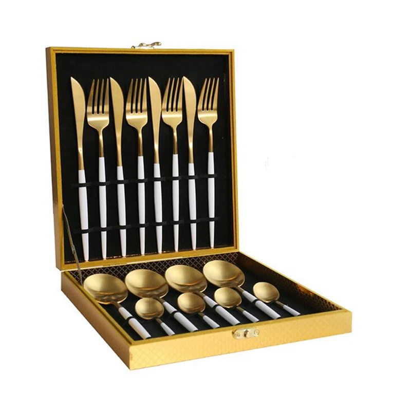 KuBac Hommi 18/10 Stainless Steel Steak Knife Fork Black Gold Dinnerware Set White Gold Cutlery Set With Gift Box Drop Shipping
KuBac Hommi 18/10 Stainless Steel Steak Knife Fork Black Gold Dinnerware Set White Gold Cutlery Set With Gift Box Drop Shipping