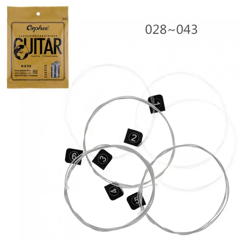 6pcs/lot Classical Guitar String 028-045 Silver Jacketed Wire with Great Tone & Normal Tension
6pcs/lot Classical Guitar String 028-045 Silver Jacketed Wire with Great Tone & Normal Tension