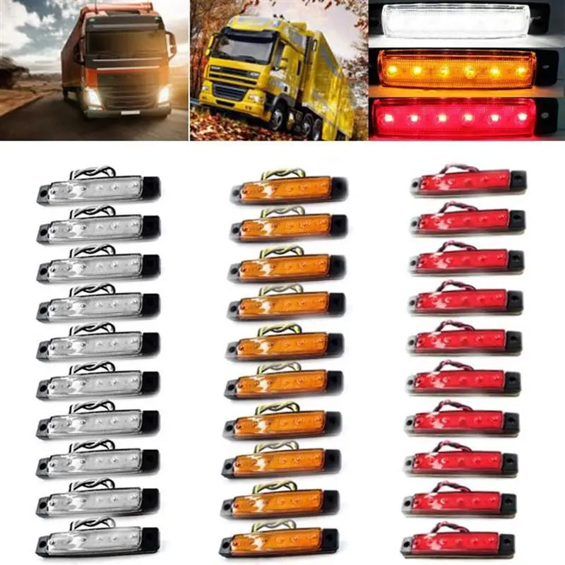 30 шт 6 светодиодный 12V Боковые указатели поворота габаритные огни лампы для автомобиля грузовика прицепа автобуса (красный, желтый и белый)
30 шт 6 светодиодный 12V Боковые указатели поворота габаритные огни лампы для автомобиля грузовика прицепа автобуса (красный, желтый и белый)