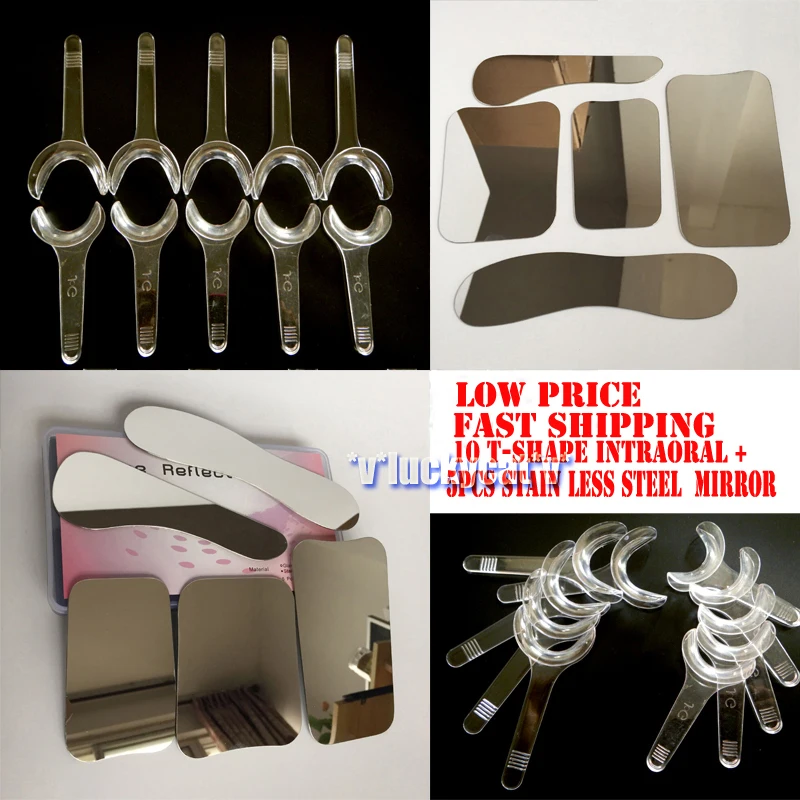 5pcs Dental Clinic Stainless Steel Photographic Mirror + 10PCS T-Shape Intraoral Cheek Lip Retractor Opener
5pcs Dental Clinic Stainless Steel Photographic Mirror + 10PCS T-Shape Intraoral Cheek Lip Retractor Opener