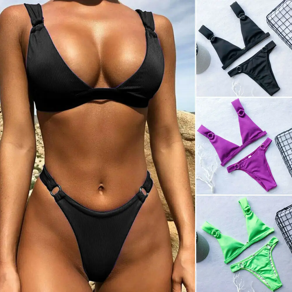 New Style Women's Bikinis Set Summer Beach Bikini Set Ladies 2 PCS Holiday Pure Color Swimwear Pool Swimsuit Solid Fashion 2019
New Style Women's Bikinis Set Summer Beach Bikini Set Ladies 2 PCS Holiday Pure Color Swimwear Pool Swimsuit Solid Fashion 2019